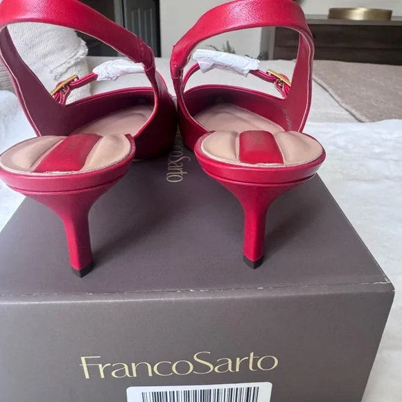 Franco Sarto Red Pointed Toe Kloe Slingbacks Size 10 - Picture 5 of 7